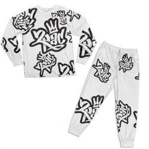 2Pac Crown Street Style Logo Pattern White Pajamas Set