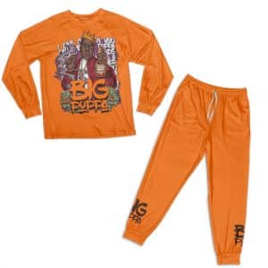 Big Poppa Holding Alcohol & Cigar Orange Pyjamas Set