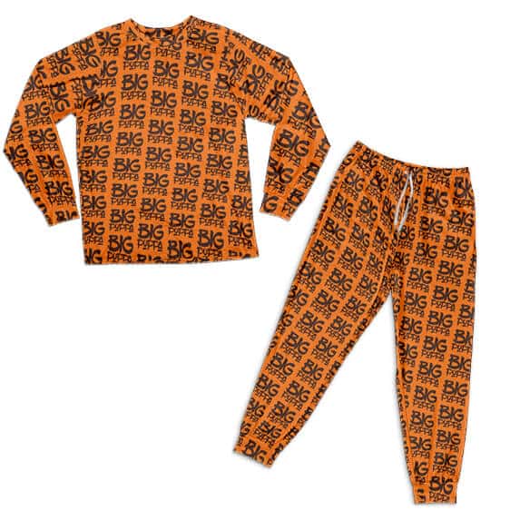 Big Poppa Typography Pattern Orange Biggie Pyjamas Set