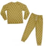 Crowned Biggie Pattern Mustard Yellow Nightwear Set