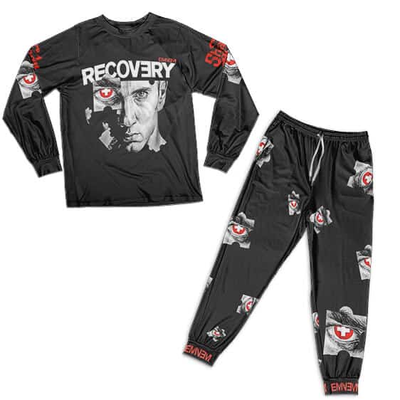 Eminem Album Recovery Puzzle Pieces Art Black Pajamas Set