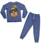 Notorious Big Crowned Head Cut-Out Design Blue Pajamas Set