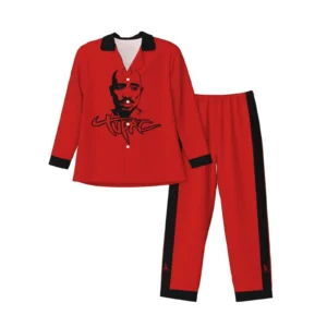 Tupac Makaveli Silhouette Red And Black Nightwear Set