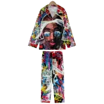 Rap Icon Tupac Multicolor Graffiti Art Pyjamas Set
