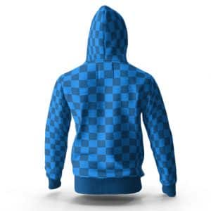 Stylish Travis Scott Vector Artwork Blue Checkered Hoodie
