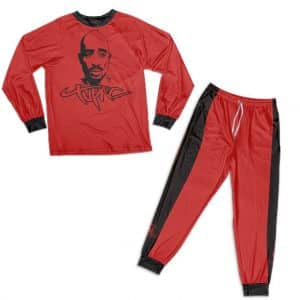 Tupac Makaveli Silhouette Red And Black Nightwear Set