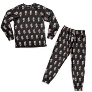 Tupac Shakur Face Cut-Out Pattern Black Pyjamas Set
