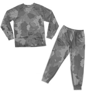 Tupac Shakur Rifle Tattoo Gray Camouflage Nightwear Set