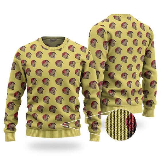 2Pac Head With Bandana Cut-Out Pattern Wool Sweatshirt
