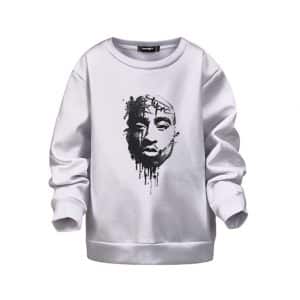 2Pac Makaveli Face Abstract Art White Kids Sweatshirt