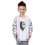 2Pac Makaveli Face Abstract Art White Kids Sweatshirt