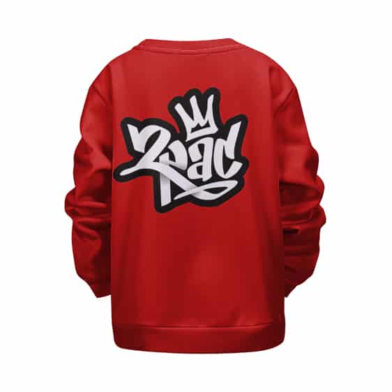2Pac Minimalist Graffiti Logo Red Children Sweatshirt
