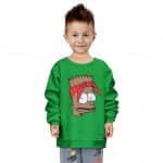 2Pac Shakur Bart Simpson Cartoon Parody Green Kids Sweatshirt