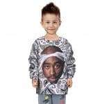 2Pac Shakur Head Art White Bandana Pattern Kids Sweater