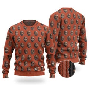 2Pac Shakur Head Cut-Out Art Pattern Wool Sweatshirt