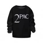 2Pac Shakur Minimalist Typography Art Black Kids Sweatshirt