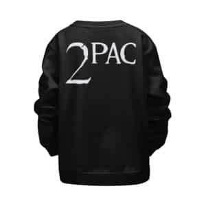 2Pac Shakur Minimalist Typography Art Black Kids Sweatshirt