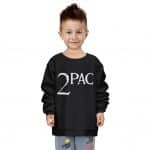 2Pac Shakur Minimalist Typography Art Black Kids Sweatshirt