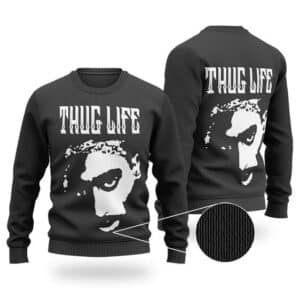 2Pac Shakur Thug Life Silhouette Art Black Wool Sweater