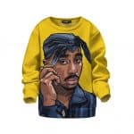 American Rap Icon Tupac Amaru Shakur Yellow Kids Sweater