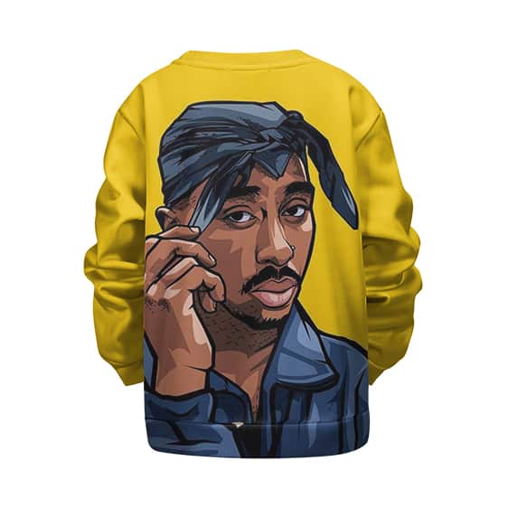 American Rap Icon Tupac Amaru Shakur Yellow Kids Sweater
