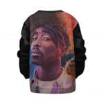 American Rap Icon Tupac Shakur Portrait Art Kids Sweatshirt