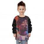 American Rap Icon Tupac Shakur Portrait Art Kids Sweatshirt