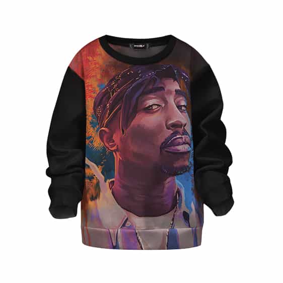 American Rap Icon Tupac Shakur Portrait Art Kids Sweatshirt