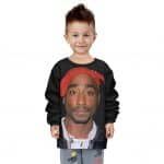 American Rapper Tupac Shakur Portrait Realistic Kids Sweater