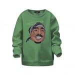 Angel 2Pac Makaveli Smoking Tribute Art Green Kids Sweater