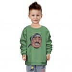 Angel 2Pac Makaveli Smoking Tribute Art Green Kids Sweater