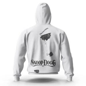 Awesome Snoop Doggy Dogg In White Minimalist Zip Up Hoodie