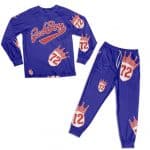 Badboys 72 Crowned Head Design Royal Blue Pyjamas Set