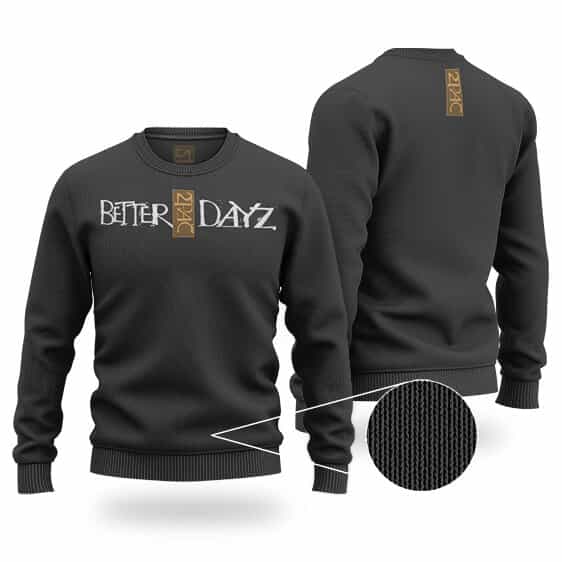 Better Dayz Studio Album Logo Tupac Black Wool Sweater