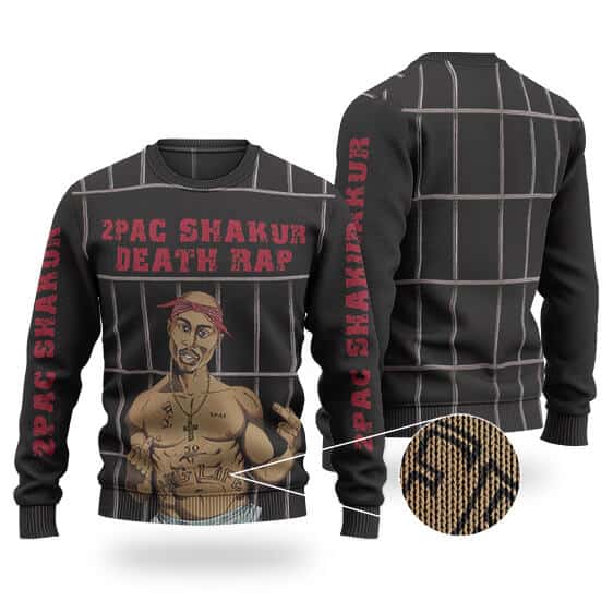 Classic 2Pac Shakur Death Rap Black Wool Sweatshirt
