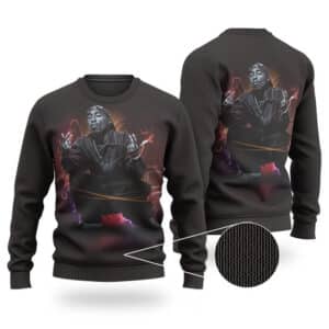 Dope 2Pac Shakur Sitting Position Rap Pose Wool Sweater