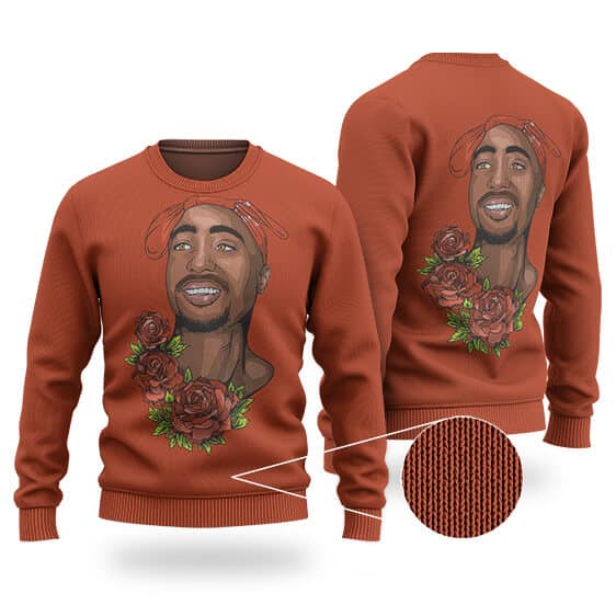 Gangsta 2Pac Shakur West Coast Roses Tribute Wool Sweater