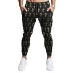 Gold Crown Biggie Portrait Pattern Black Jogger Sweatpants
