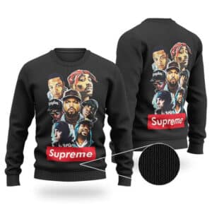 Greatest West Coast Iconic Rappers Black Wool Sweatshirt