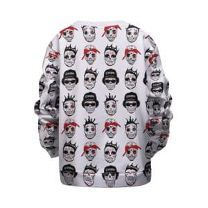 Iconic 90s Rappers Skull Art Pattern Badass Kids Sweatshirt