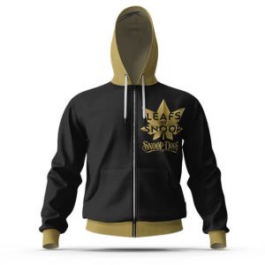 Leafs By Snoop Dogg Gold Marijuana Brand Logo Zip Up Hoodie