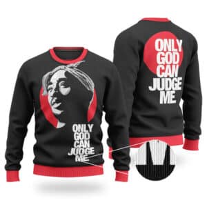 Only God Can Judge Me Tupac Makaveli Face Art Wool Sweater