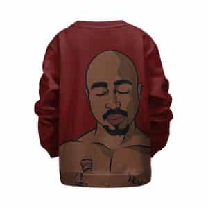 Rap Icon Tupac Amaru Shakur Portrait Red Children Sweatshirt