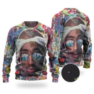 Rap Icon Tupac Shakur Unique Graffiti Art Wool Sweatshirt