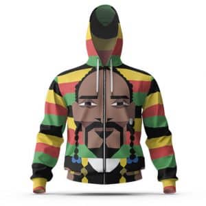 Rastafarian Color Snoop Dogg Geometric Portrait Zip Hoodie