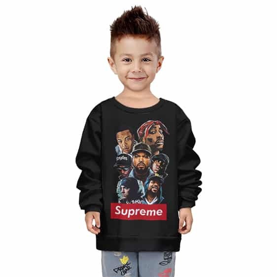 Supreme Greatest West Coast Rappers Black Kids Sweatshirt