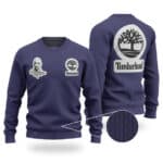 Timberland And Tupac Head Logo Awesome Blue Wool Sweater