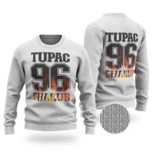 Tupac Shakur 96 Flame Typography Art Stylish Wool Sweater