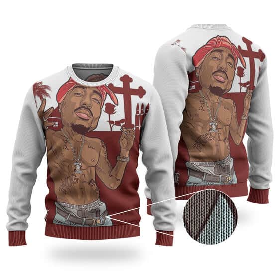 Tupac Shakur Caricature West Coast City Wool Sweatshirt
