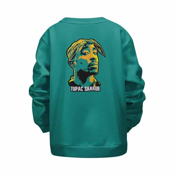Tupac Shakur Head Logo Pop Art Teal Children Sweatshirt